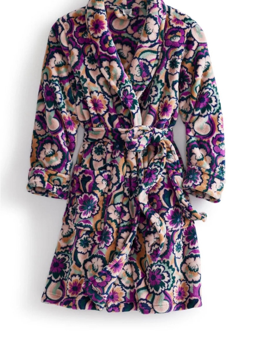 Brand New Vera Bradley Plush Floral Wrap Robe in Bossanova Misty Rose